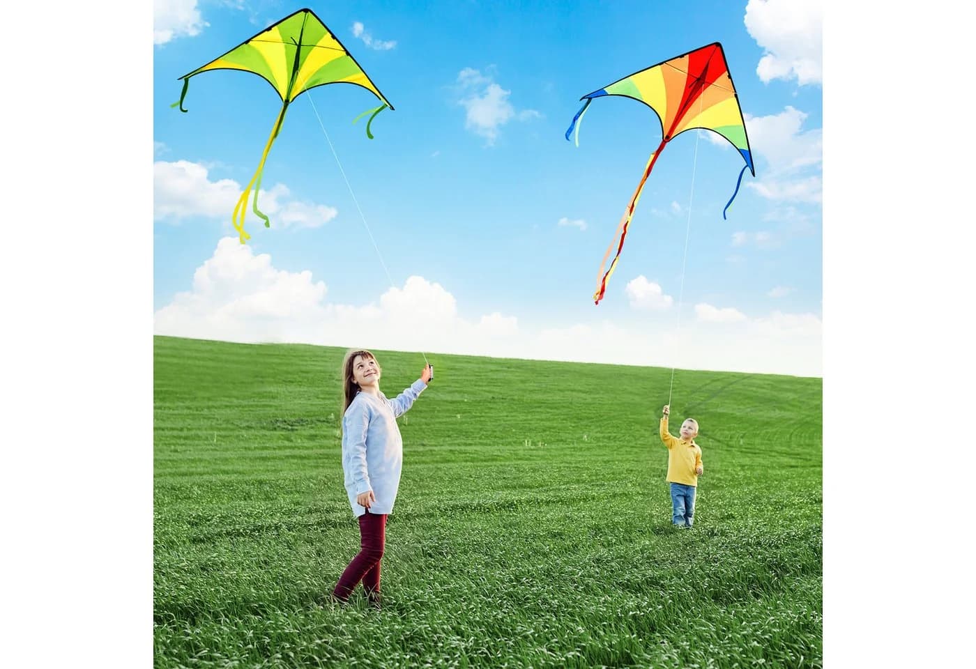 JOYIN Flug-Drache 2-tlg. Delta-Drachen Grün und Regenbogen - Bild 4