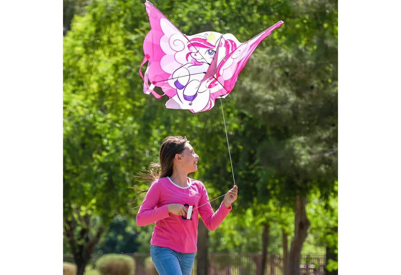 JOYIN Einhorn-Drache Rosa 100x110 cm mit 80m Schnur - Bild 5