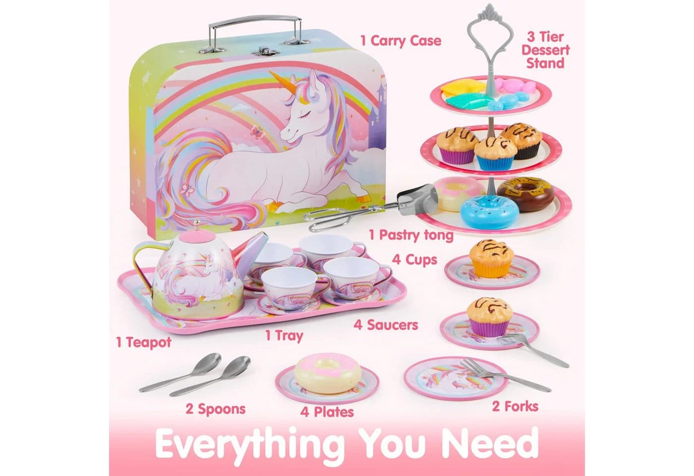 JOYIN Kinder Einhorn Tee Party Set 35 Teile - Bild 3