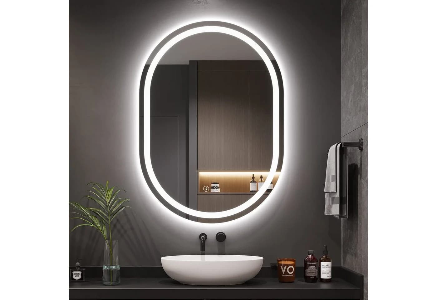 Dripex Badspiegel LED Oval Spiegel, Beschlagfrei, 3 Lichtfarben, Dimmbar - Bild 2