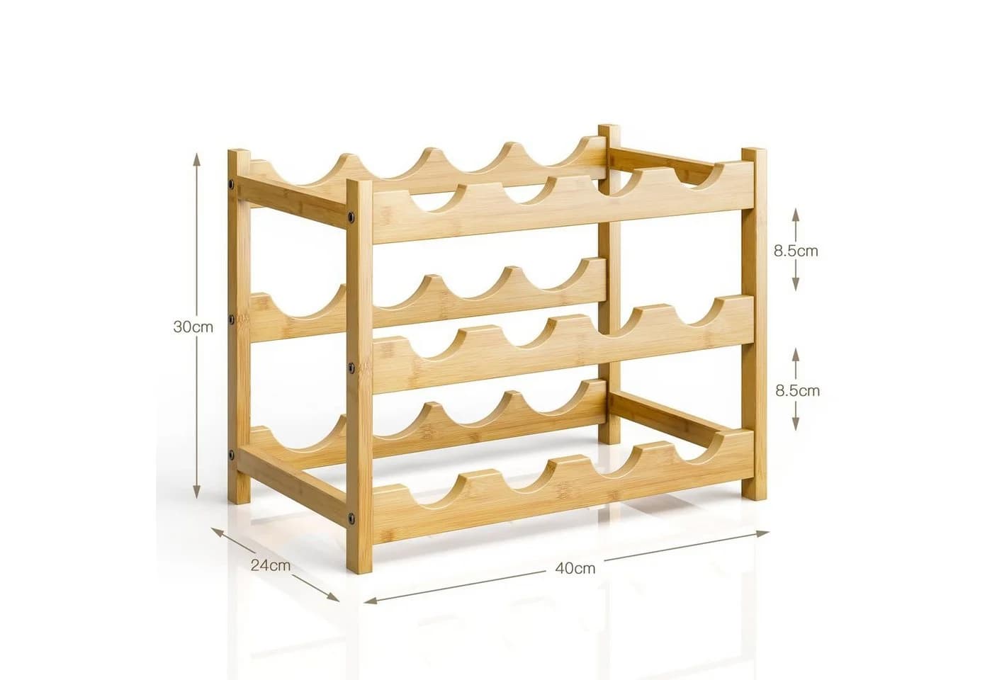 Dripex Weinregal Klein aus Bambus mit 3 Ablagen