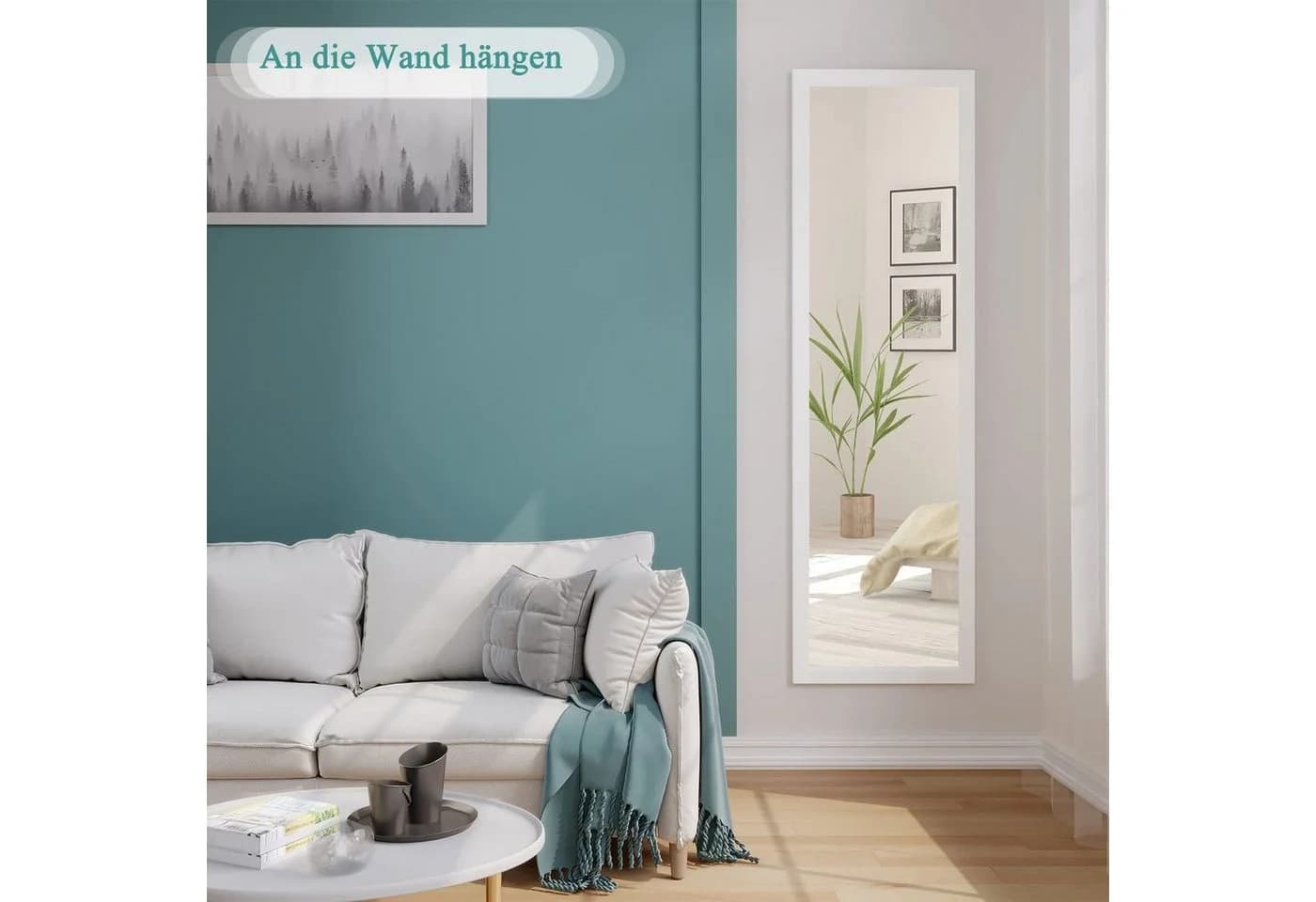 Dripex Wandspiegel höhenverstellbar mit Haken Weiß - Bild 5
