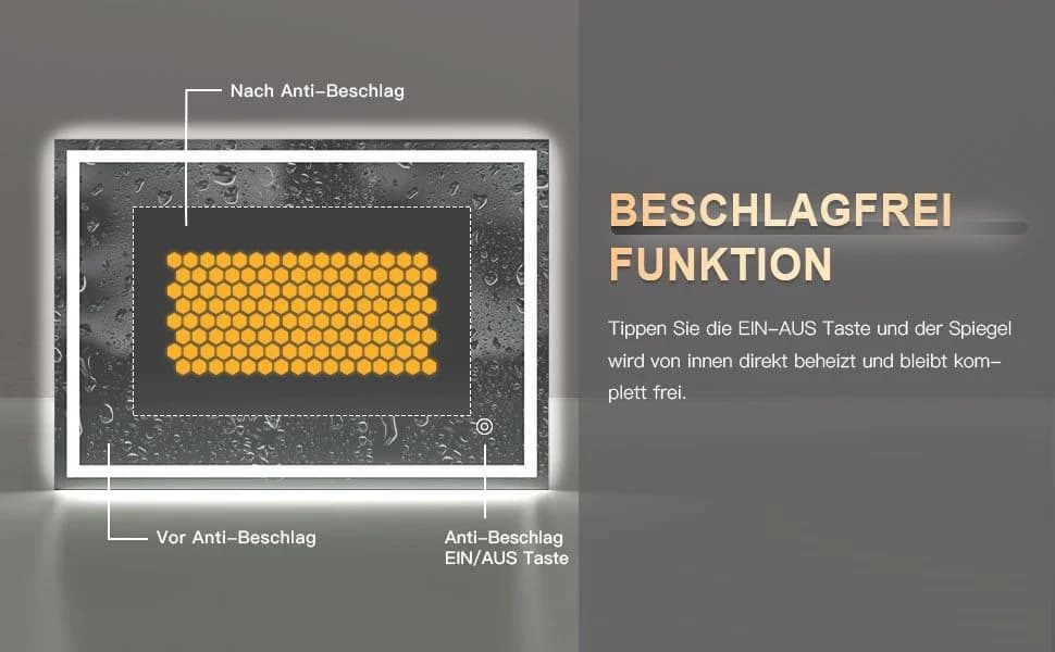 Dripex Badspiegel LED mit Touch-Schalter, Beschlagfrei, Modern - Bild 5