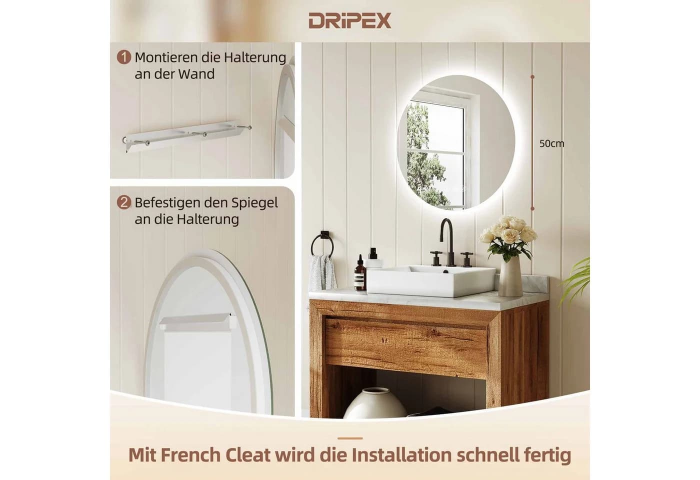 Dripex LED Badspiegel Wandspiegel mit Beleuchtung - Bild 5