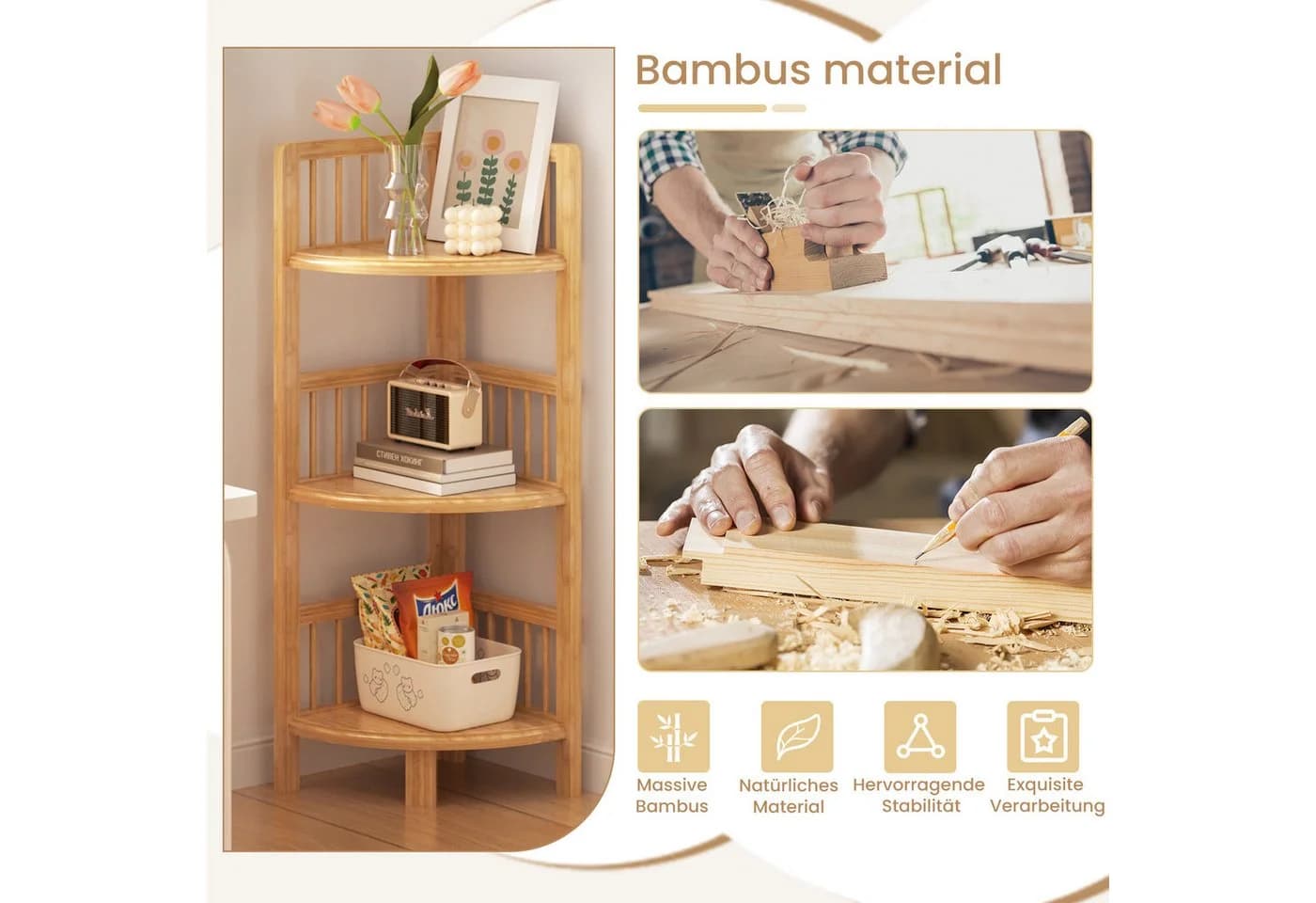 Dripex Eckregal aus Bambus für Küche und Badezimmer - Bild 4
