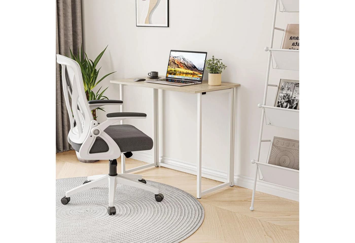 NAIMP Schreibtisch faltbar Eiche-Farbe Klapptisch Arbeitstisch Bürotisch - Bild 3