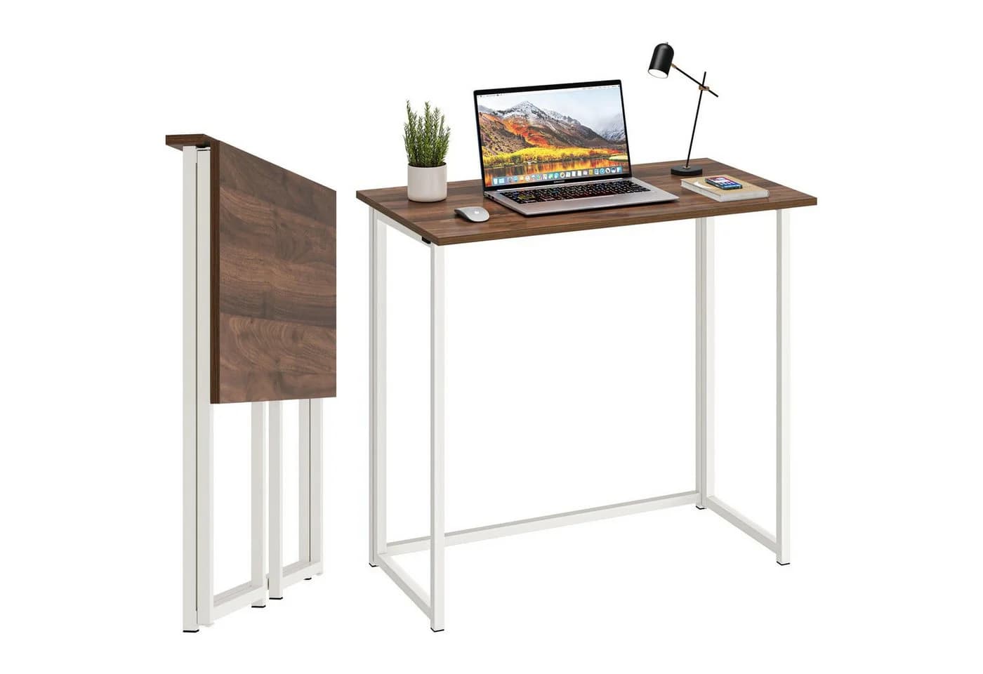 NAIMP Schreibtisch Faltbar Braun Klapptisch Arbeitstisch Bürotisch - Bild 2