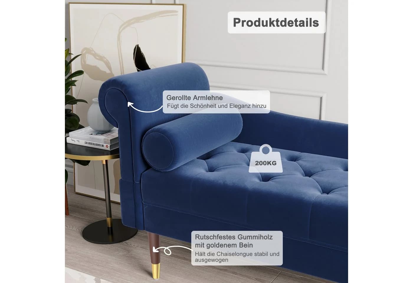Vesgantti Chaiselongue Smat Sofa Blau Velours - Bild 1