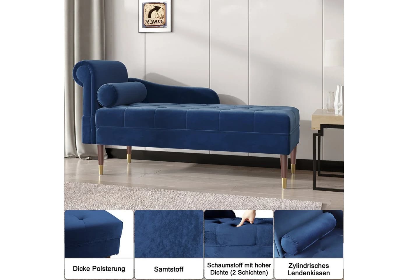 Vesgantti Chaiselongue Smat Sofa Blau Velours - Bild 3