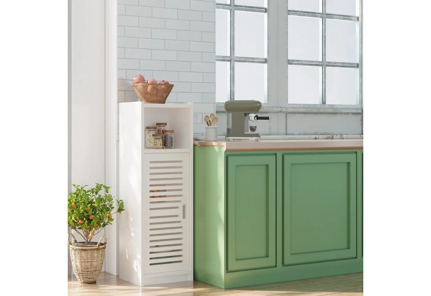 Dripex Midischrank Badezimmerschrank Badschrank schmal Toilettenschrank weiß - Bild 5