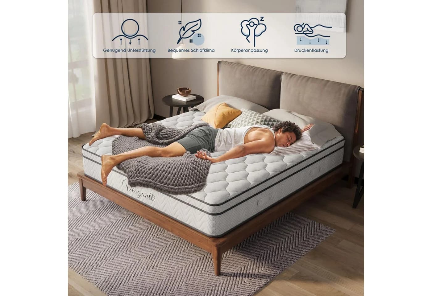 Taschenfederkernmatratze 7-Zone 22cm hoch H3 Kaltschaummatratze BT1 Vesgantti - Bild 4
