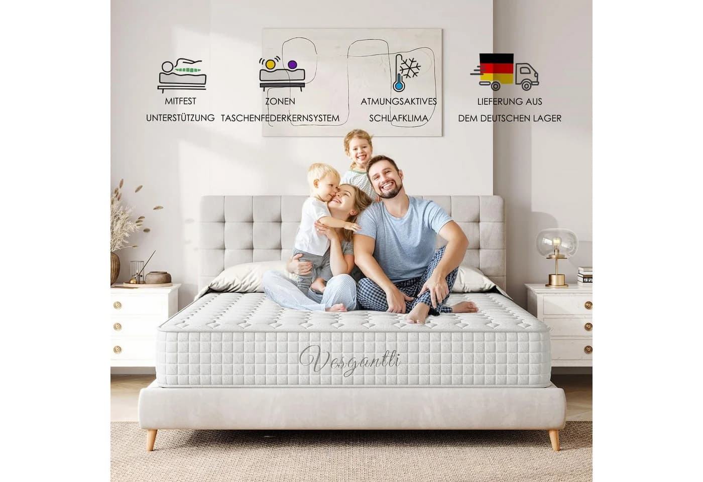Vesgantti Taschenfederkernmatratze 24cm H3 Weiß Orthopädisch - Bild 3