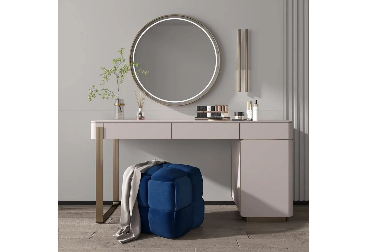 Vesgantti Sitzhocker Blau Moderner Samt Hocker