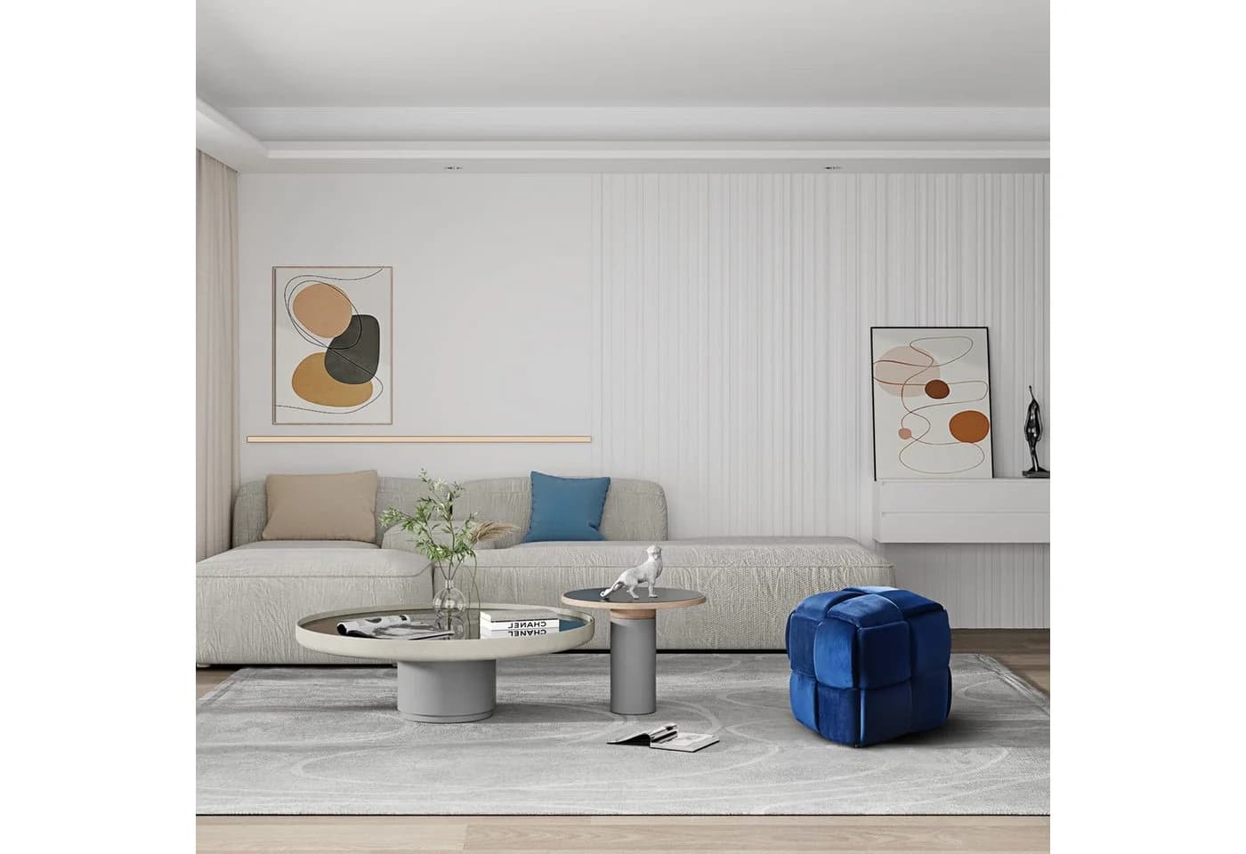 Vesgantti Sitzhocker Blau Moderner Samt Hocker - Bild 3