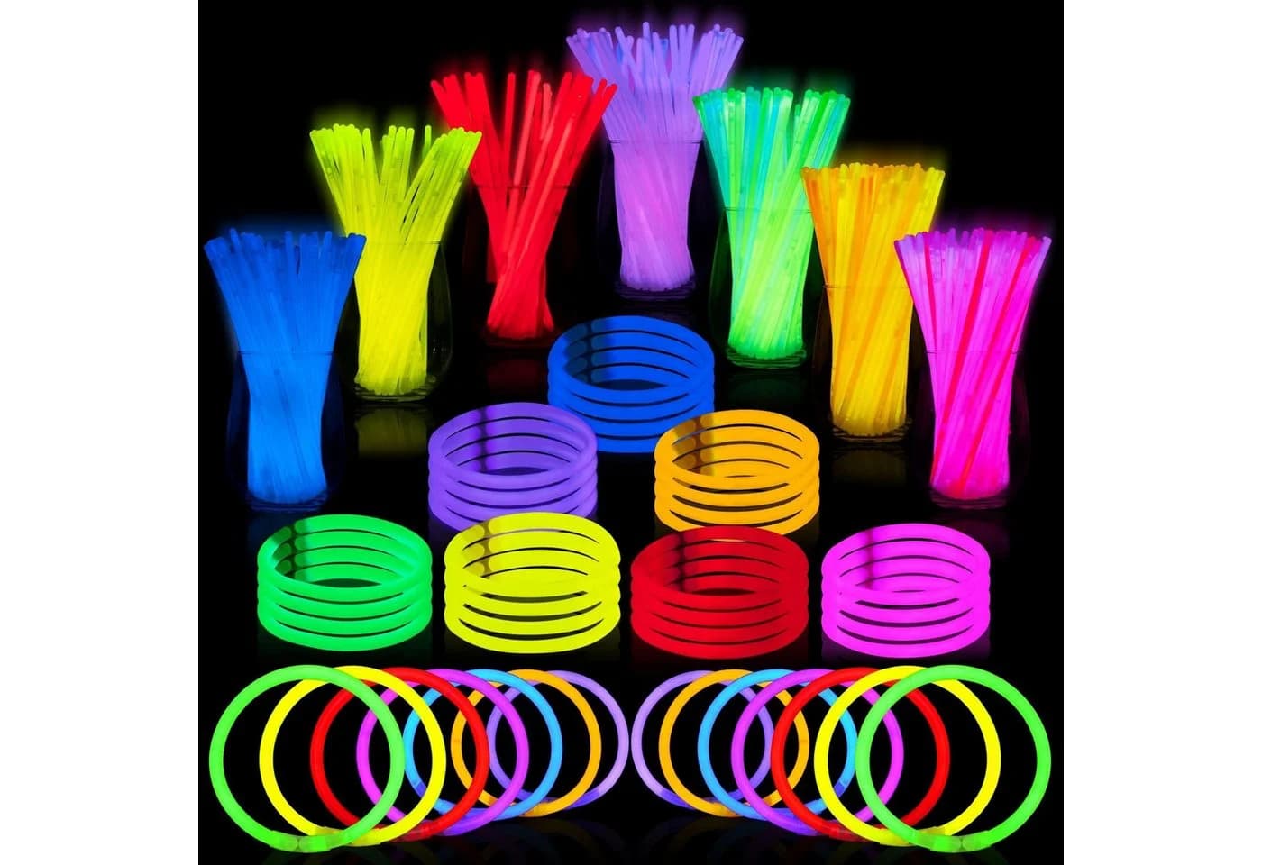 JOYIN Knicklichter Party Set 100 Stück 7 Farben Leuchtstäbe - Bild 2