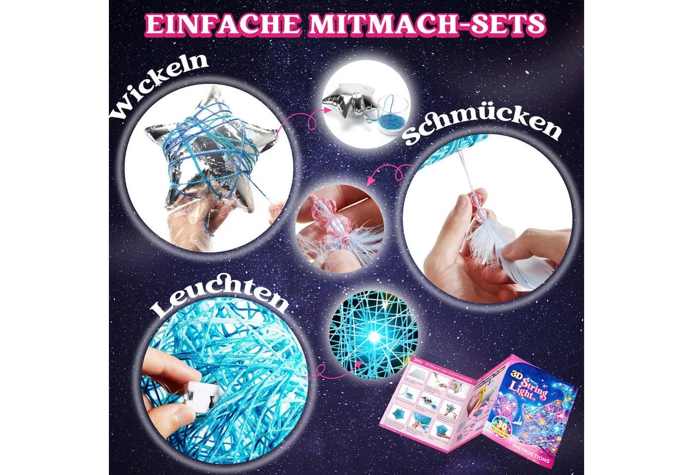 Klever Kits 3D-Fadenkunst-Set für Kinder mit LED-Lichtern - Bild 3