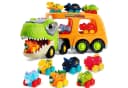 JOYIN Dino-LKW mit 6 Gummifahrzeugen Orange Bild 2