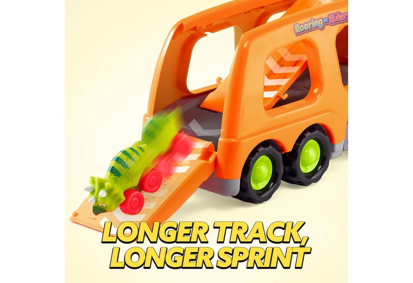 JOYIN Dino-LKW mit 6 Gummifahrzeugen Orange - Bild 3