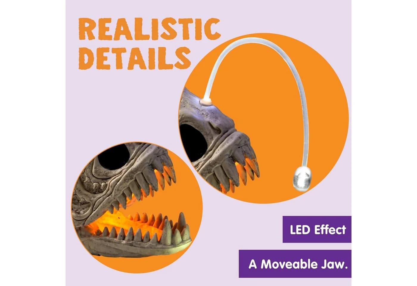 JOYIN Dekoobjekt Skelettfisch mit LED-Auge, Halloween Deko, Mehrfarbig - Bild 3