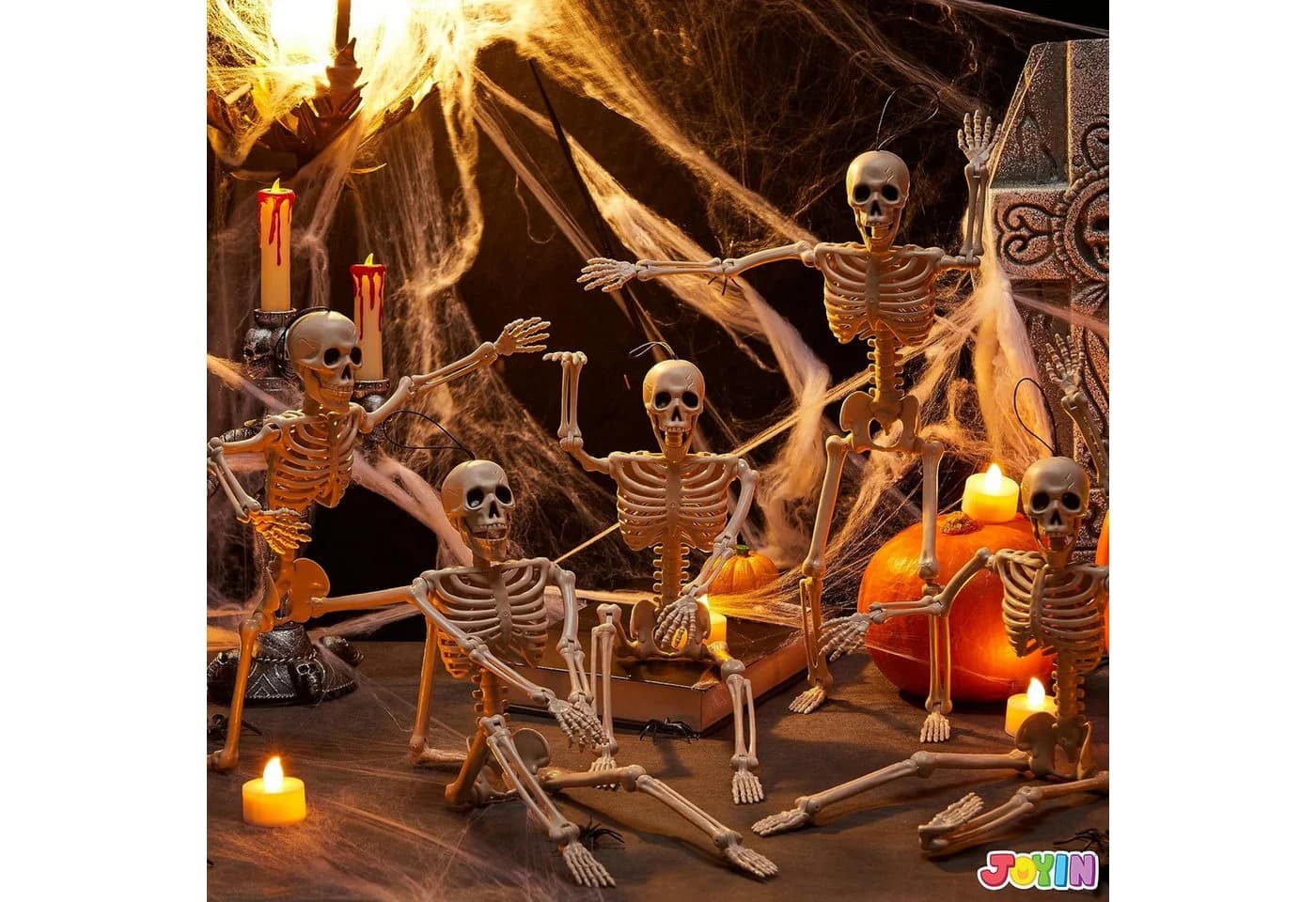 JOYIN 5er Set Halloween Skelett Hängedekoration 40cm beweglich