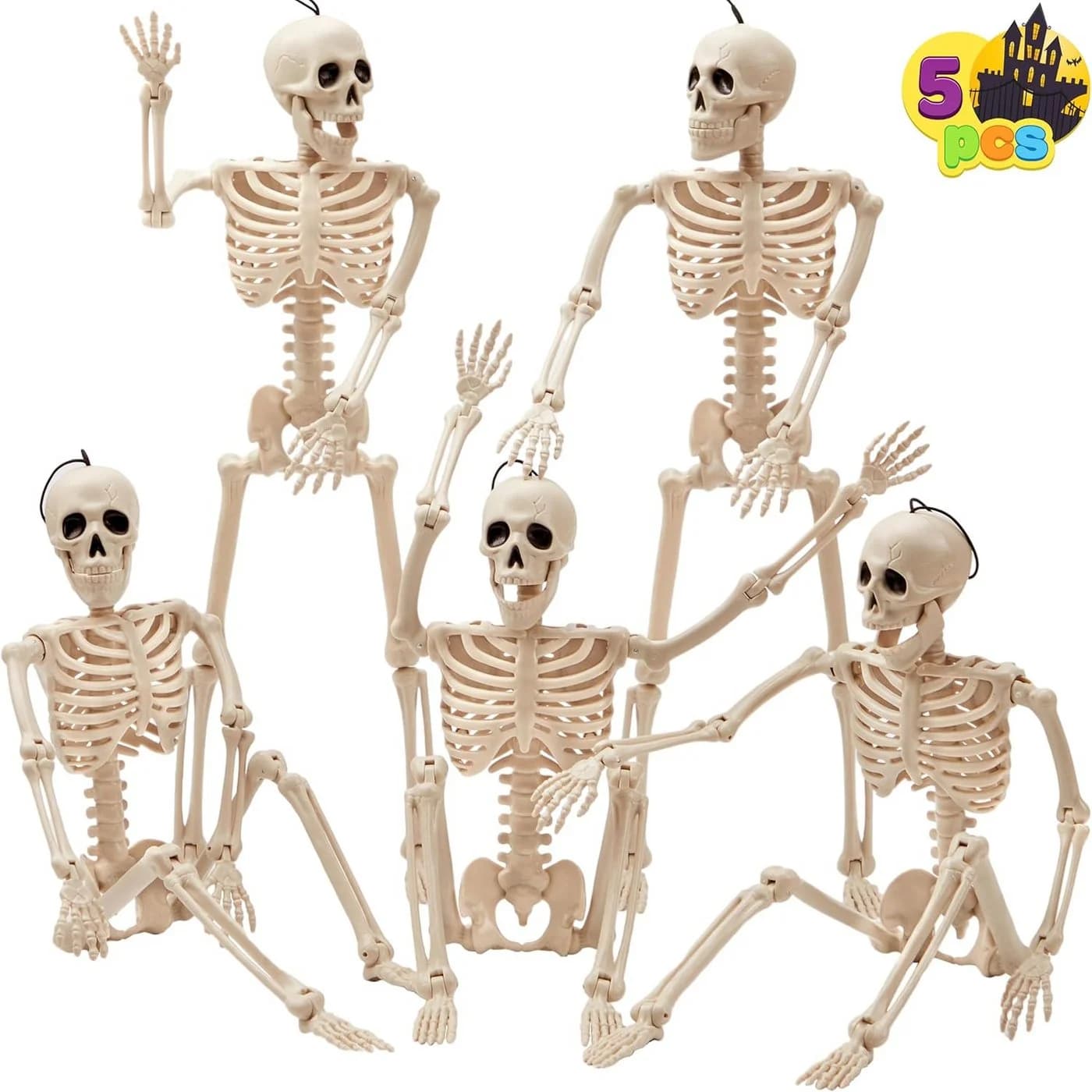 JOYIN 5er Set Halloween Skelett Hängedekoration 40cm beweglich - Bild 2