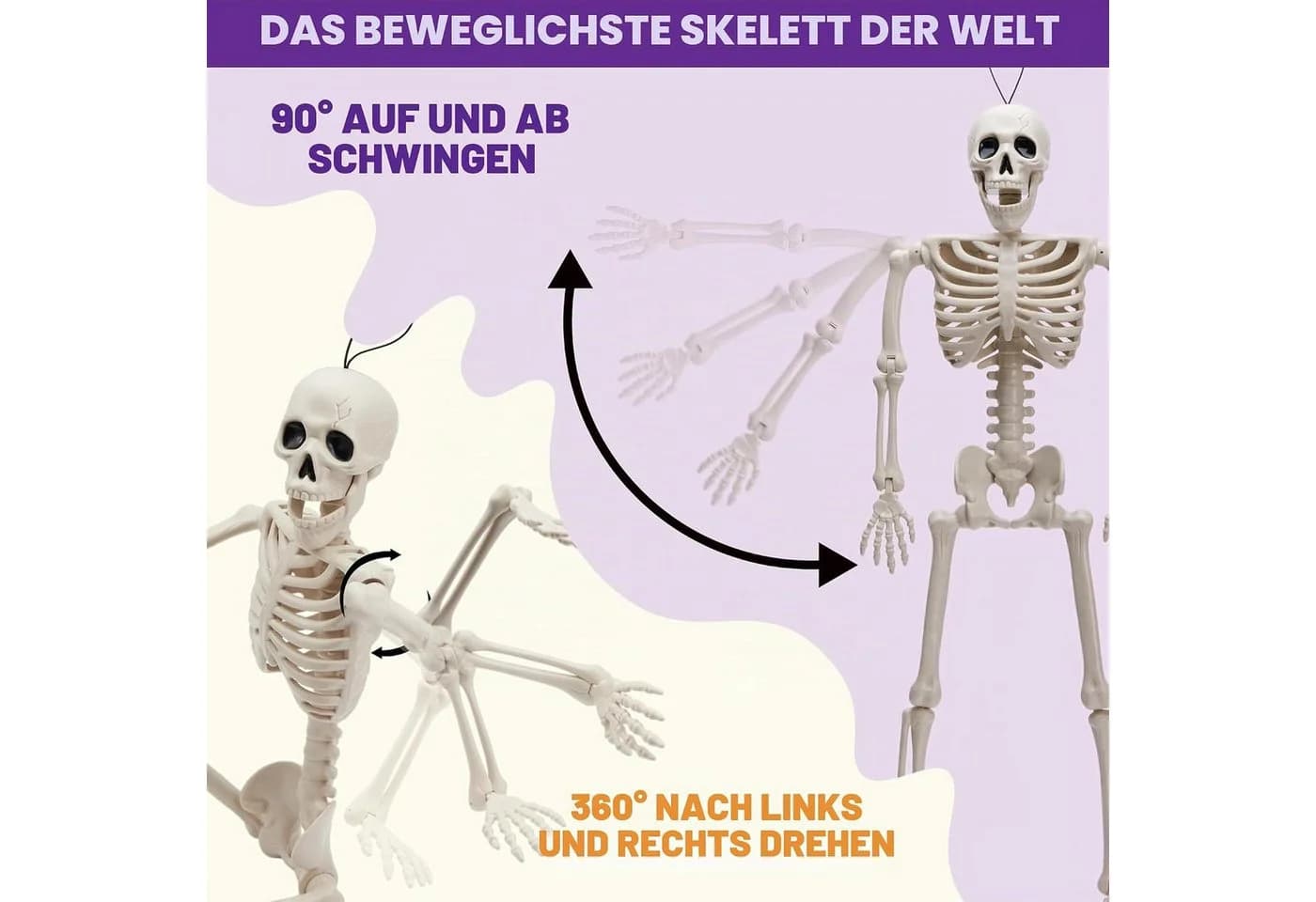 JOYIN 5er Set Halloween Skelett Hängedekoration 40cm beweglich - Bild 4