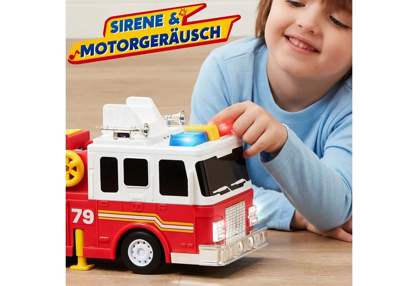 JOYIN Großes Feuerwehrauto mit 83 cm Leiter, Rot - Bild 5