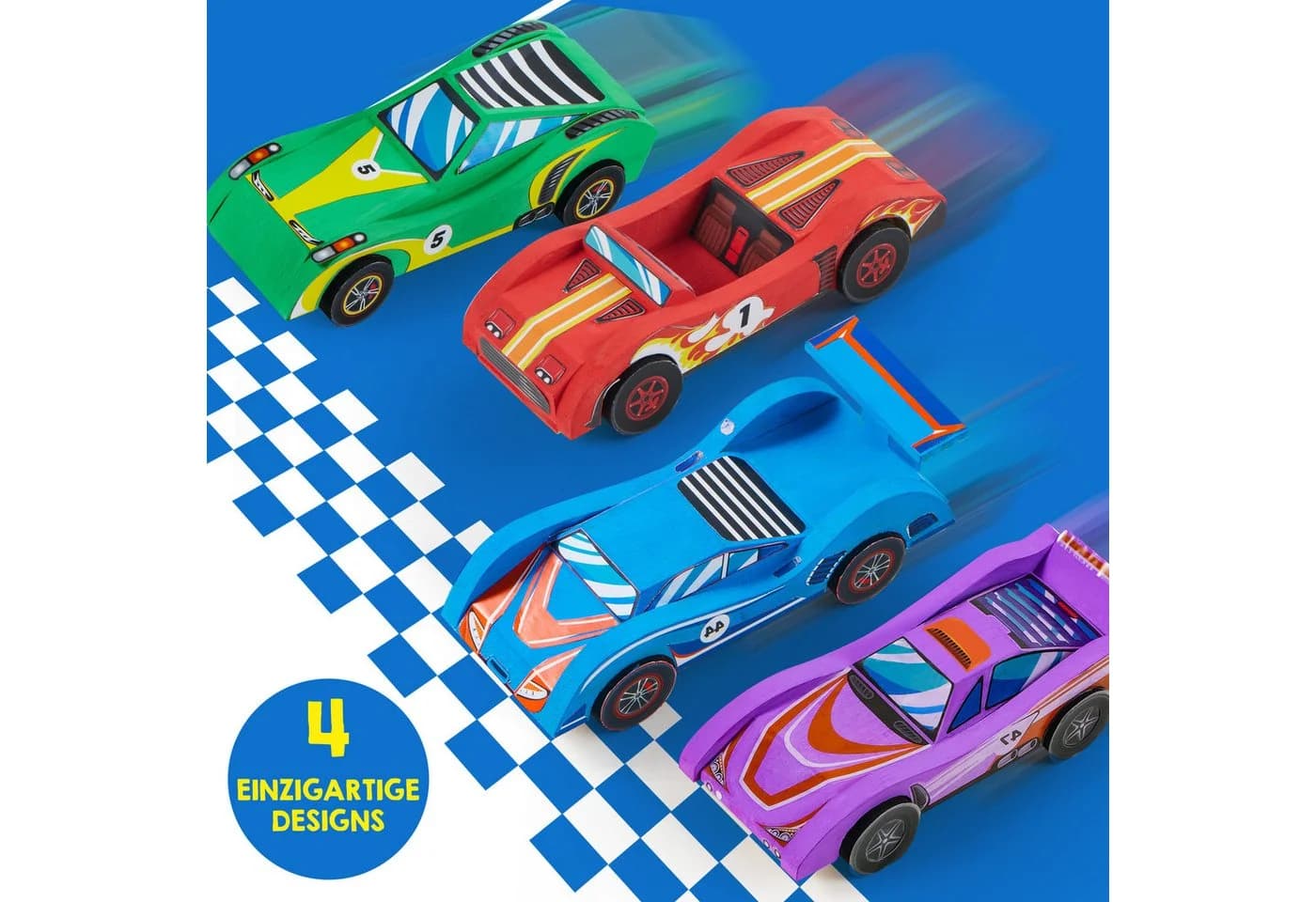 Klever Kits 4-in-1 Holz-Rennwagen Bastelset Kinder - Bild 3