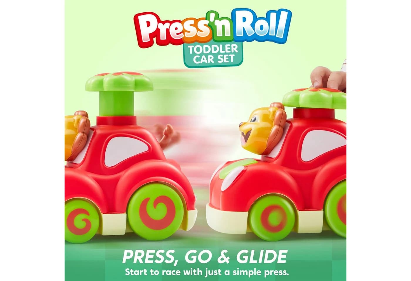 JOYIN Spielzeug-Auto Set 4-tlg. Press & Go Tier-Babyautos ab 3 Jahre