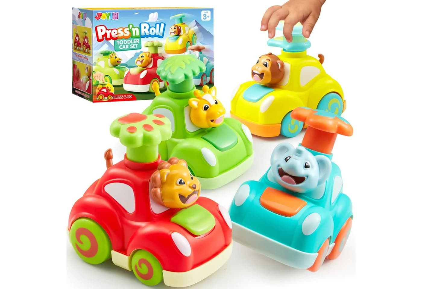 JOYIN Spielzeug-Auto Set 4-tlg. Press & Go Tier-Babyautos ab 3 Jahre - Bild 2