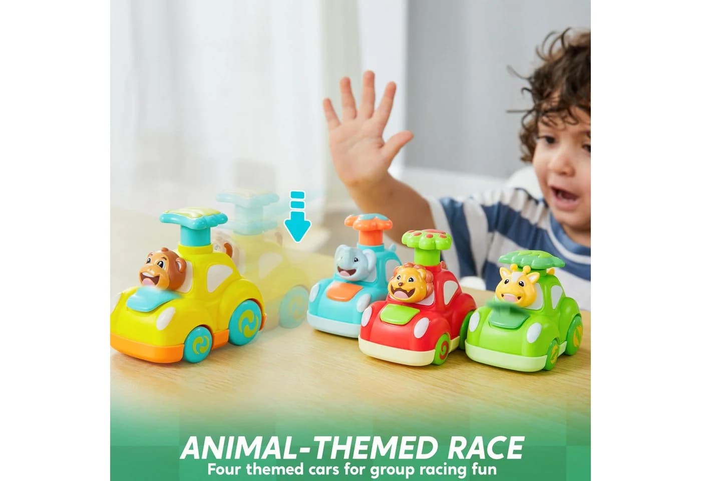JOYIN Spielzeug-Auto Set 4-tlg. Press & Go Tier-Babyautos ab 3 Jahre - Bild 4