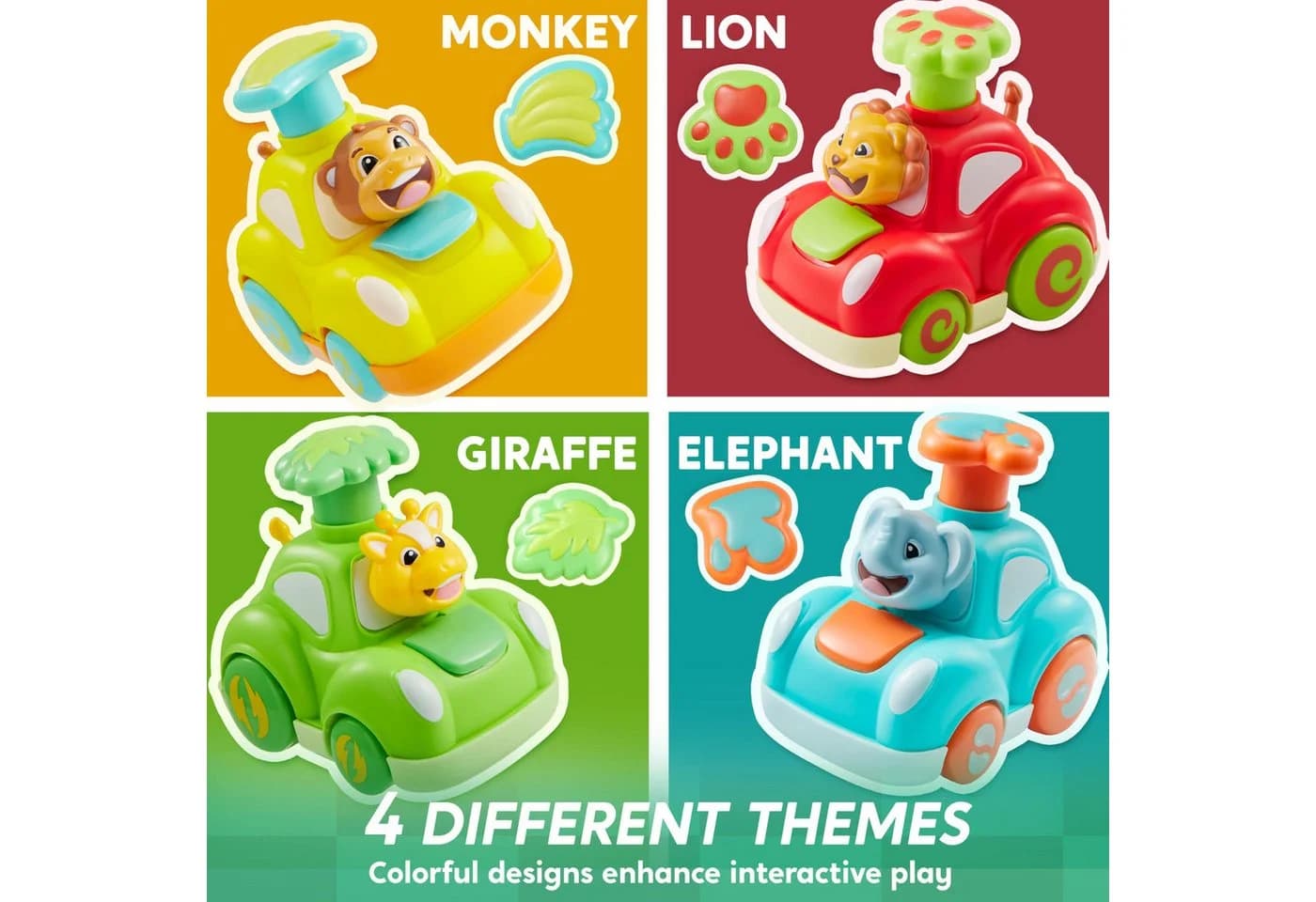 JOYIN Spielzeug-Auto Set 4-tlg. Press & Go Tier-Babyautos ab 3 Jahre - Bild 5