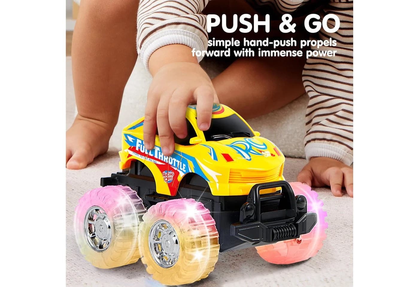 JOYIN 3-teiliges Monstertruck Set mit LED-Beleuchtung für Kinder ab 1 Jahr - Bild 3