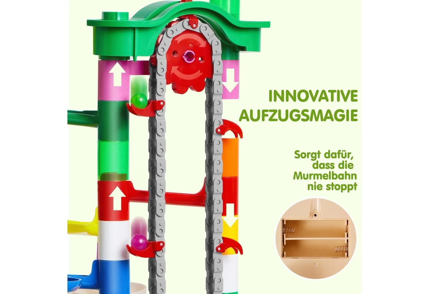 JOYIN Lernspielzeug Murmelbahn 236-teiliges Kugelbahnspielzeug für Kinder