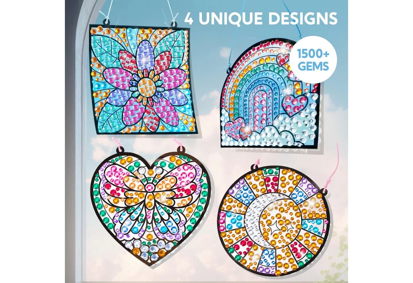 Klever Kits Edelstein-Sonnenfänger Bastelset Bunt 4 Designs