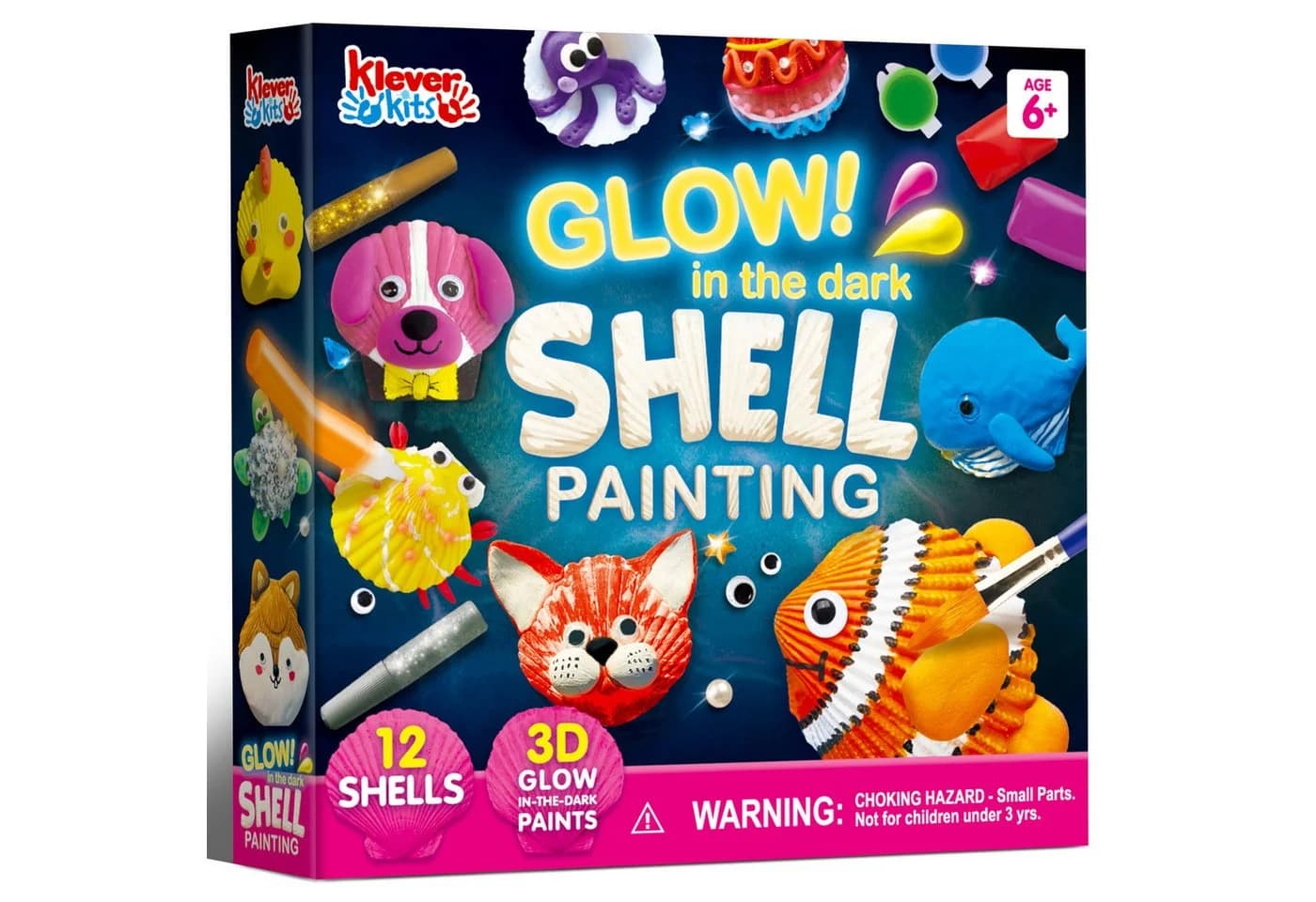Klever Kits Muschelbemalen-Set 12-tlg. Bunt Glow-in-the-Dark - Bild 2