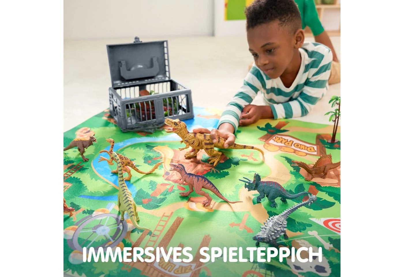 JOYIN Dinosaurier Spielset 19-tlg. mit realistischen Figuren & Urwald-Motiv