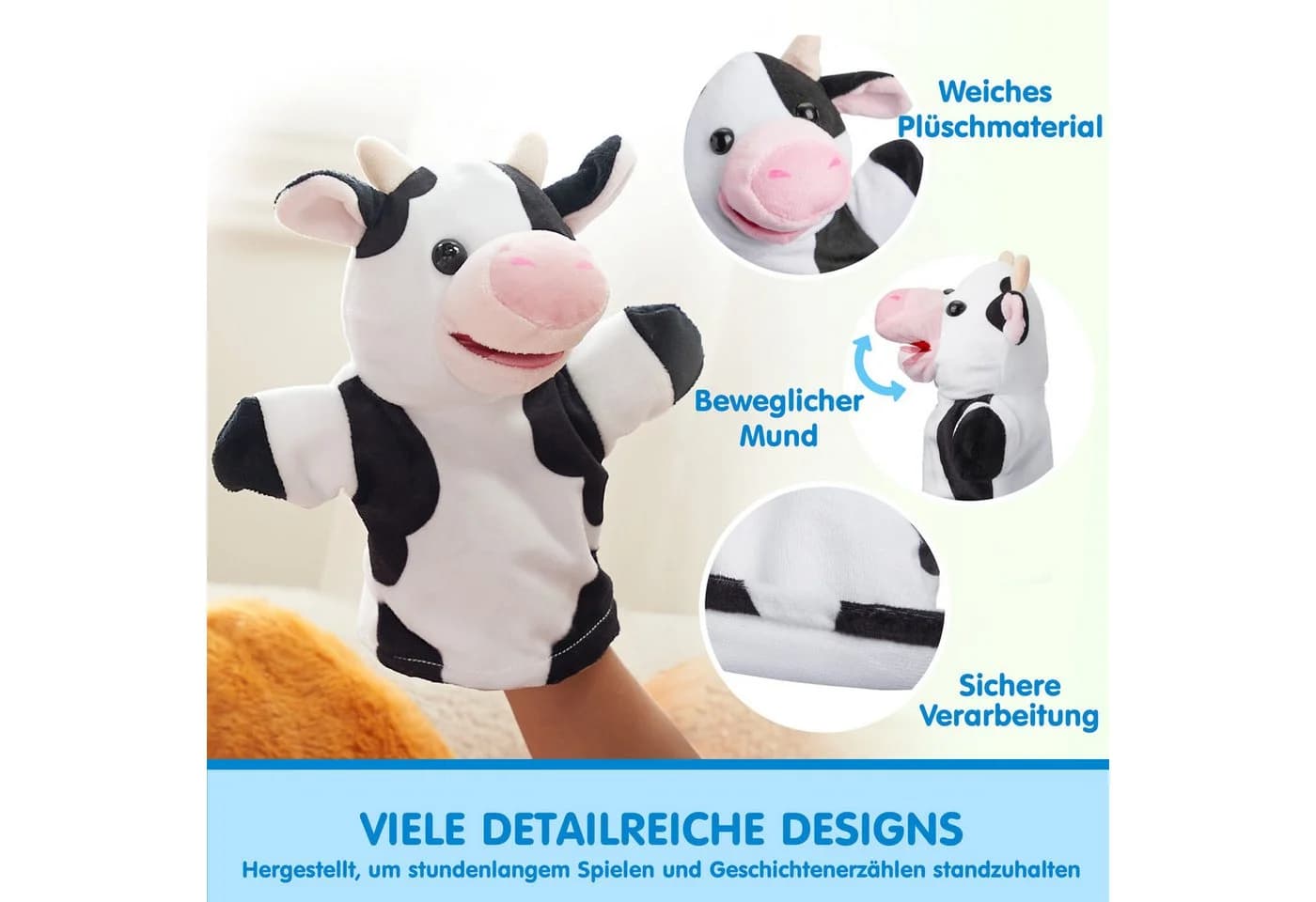JOYIN 6 Stück Tier Handpuppen Set für Kinder - Bild 5