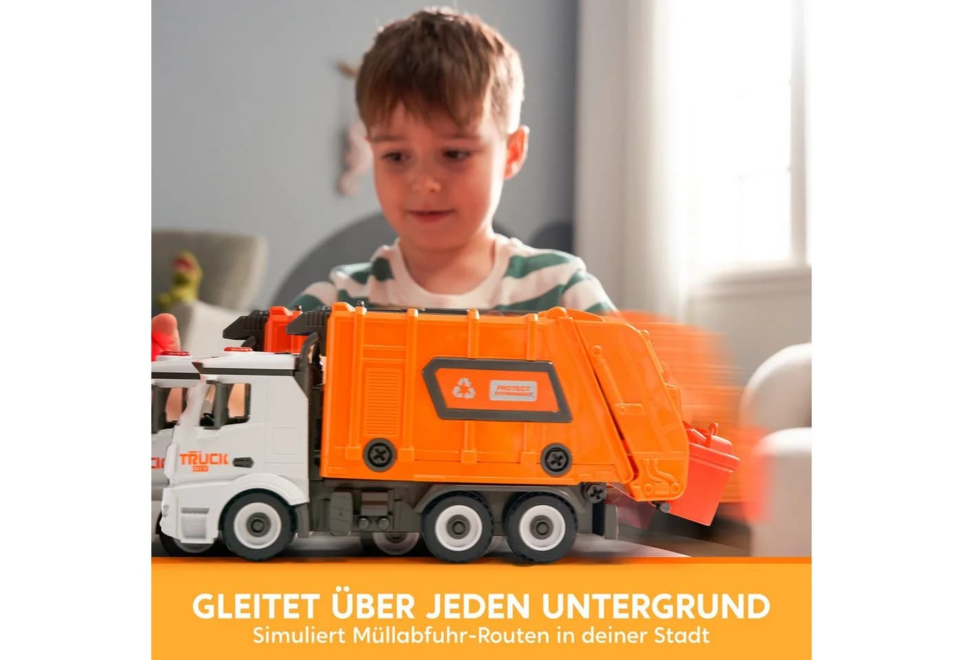JOYIN Jumbo Müllauto Spielzeug Müllwagen Kinder ab 3 Jahre