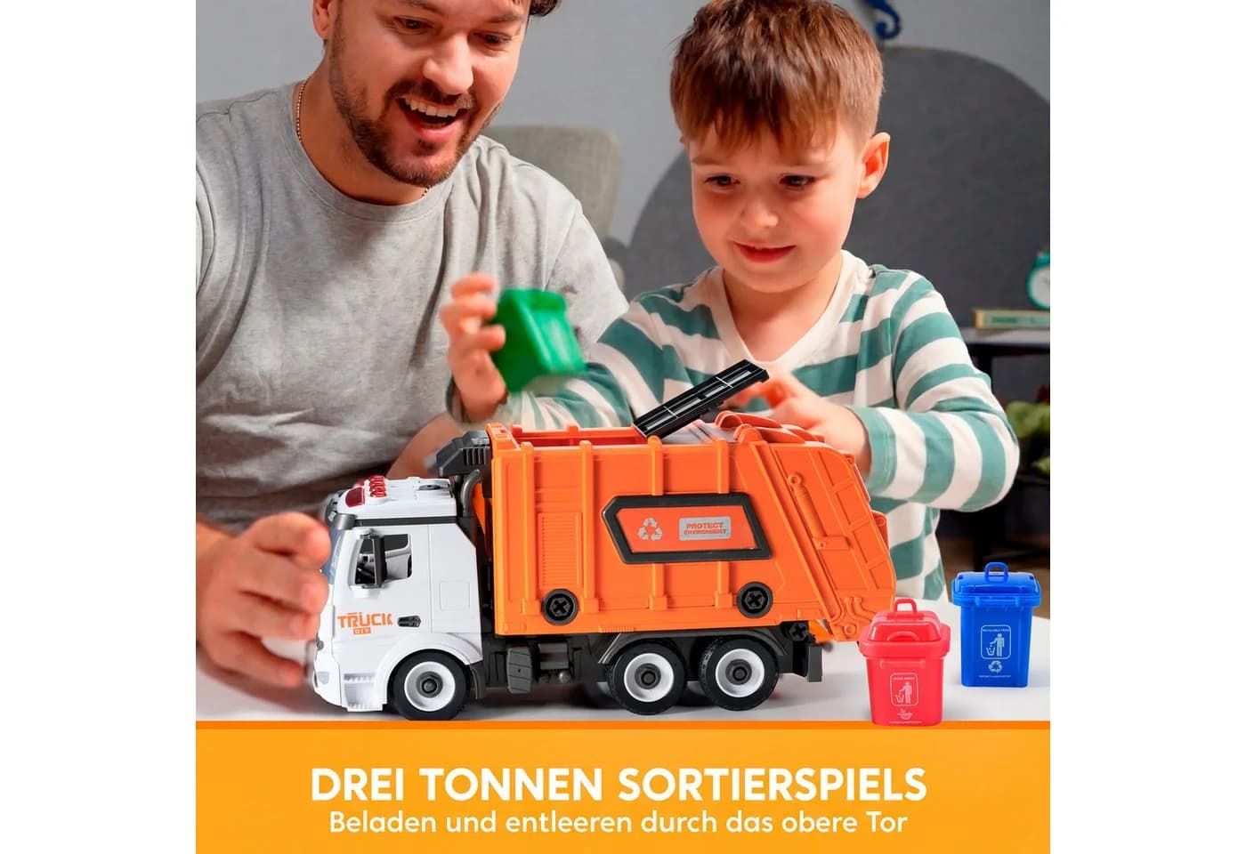 JOYIN Jumbo Müllauto Spielzeug Müllwagen Kinder ab 3 Jahre - Bild 5