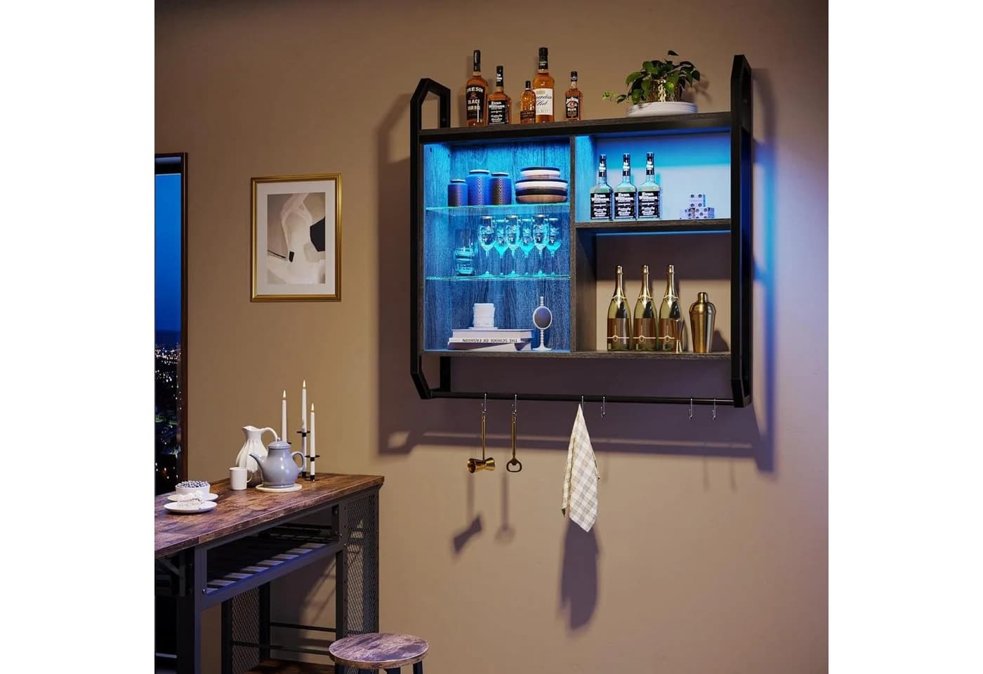 Bestier LED-Wandregal Küchenregal 84 cm mit verstellbarem Glasboden - Bild 3