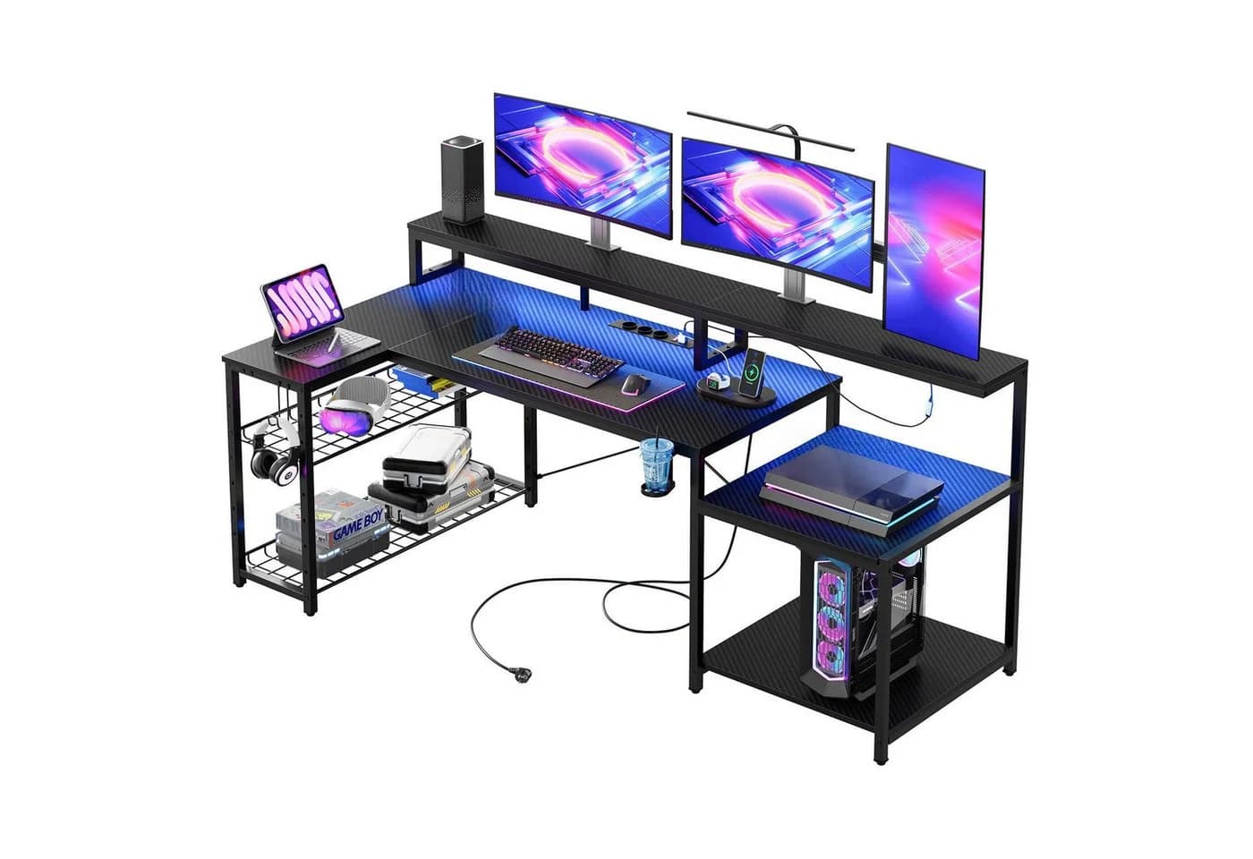 Bestier Gamingtisch 181 x 80 cm L-förmiger Schreibtisch Schwarz - Bild 2