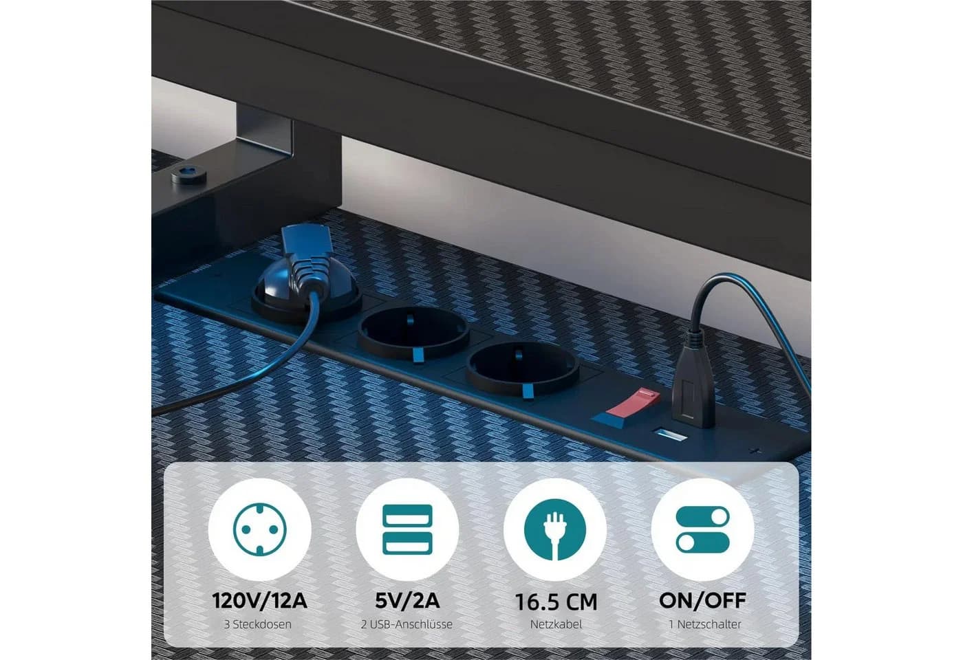 Bestier Gamingtisch 181 x 80 cm L-förmiger Schreibtisch Schwarz - Bild 4