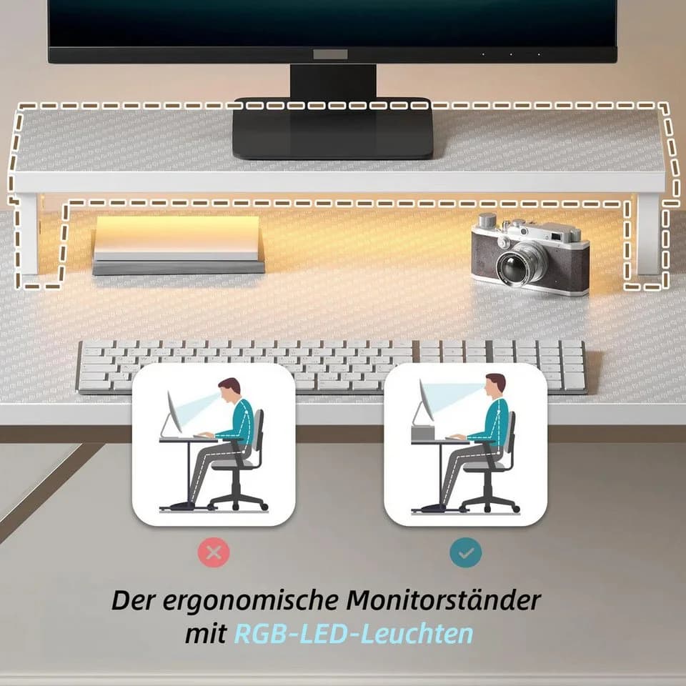 Bestier Gamingtisch 106cm Gaming Schreibtisch mit RGB-LED - Bild 5