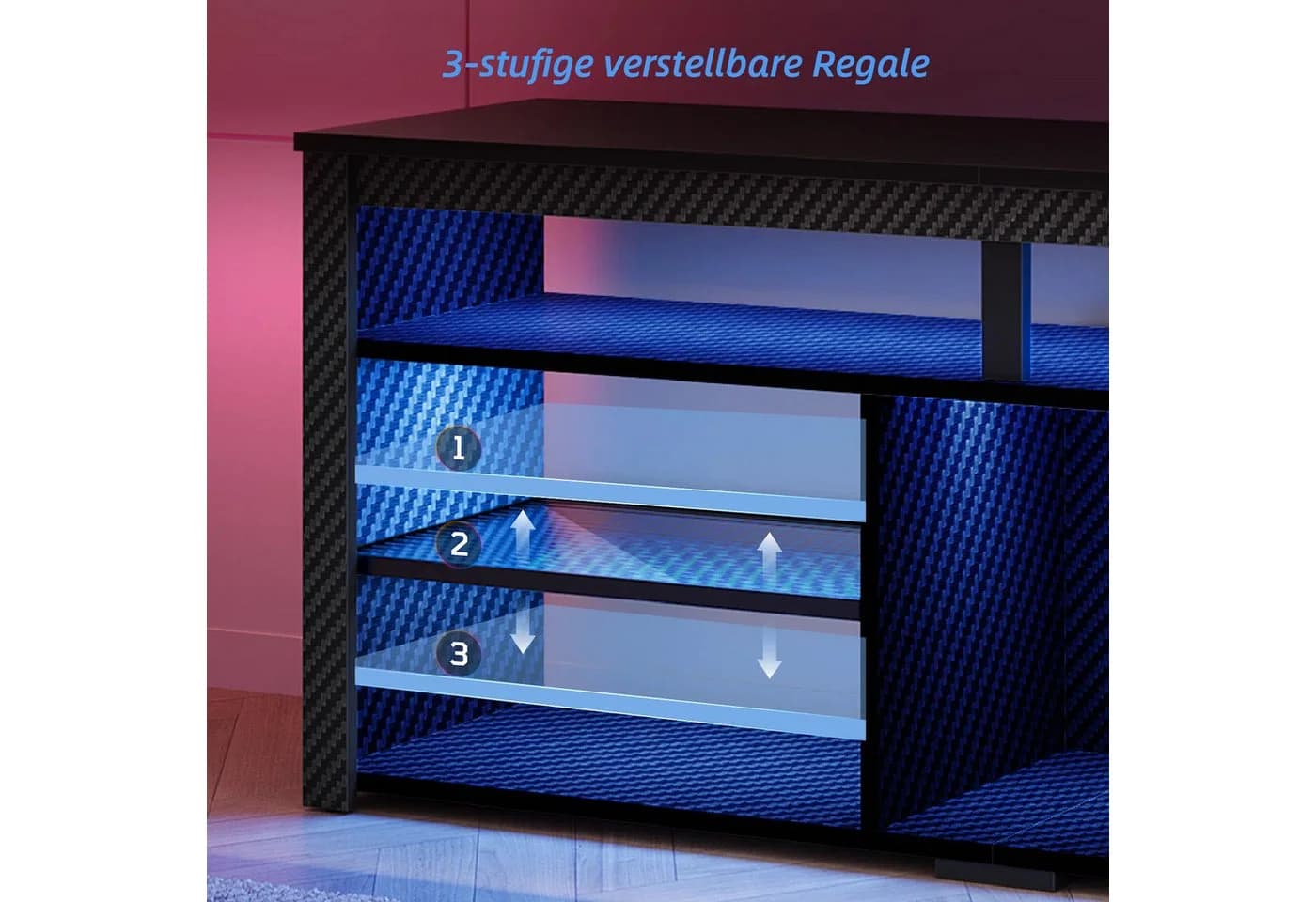 Bestier Lowboard TV-Schrank mit LED-Beleuchtung Weiß/Schwarz - Bild 5