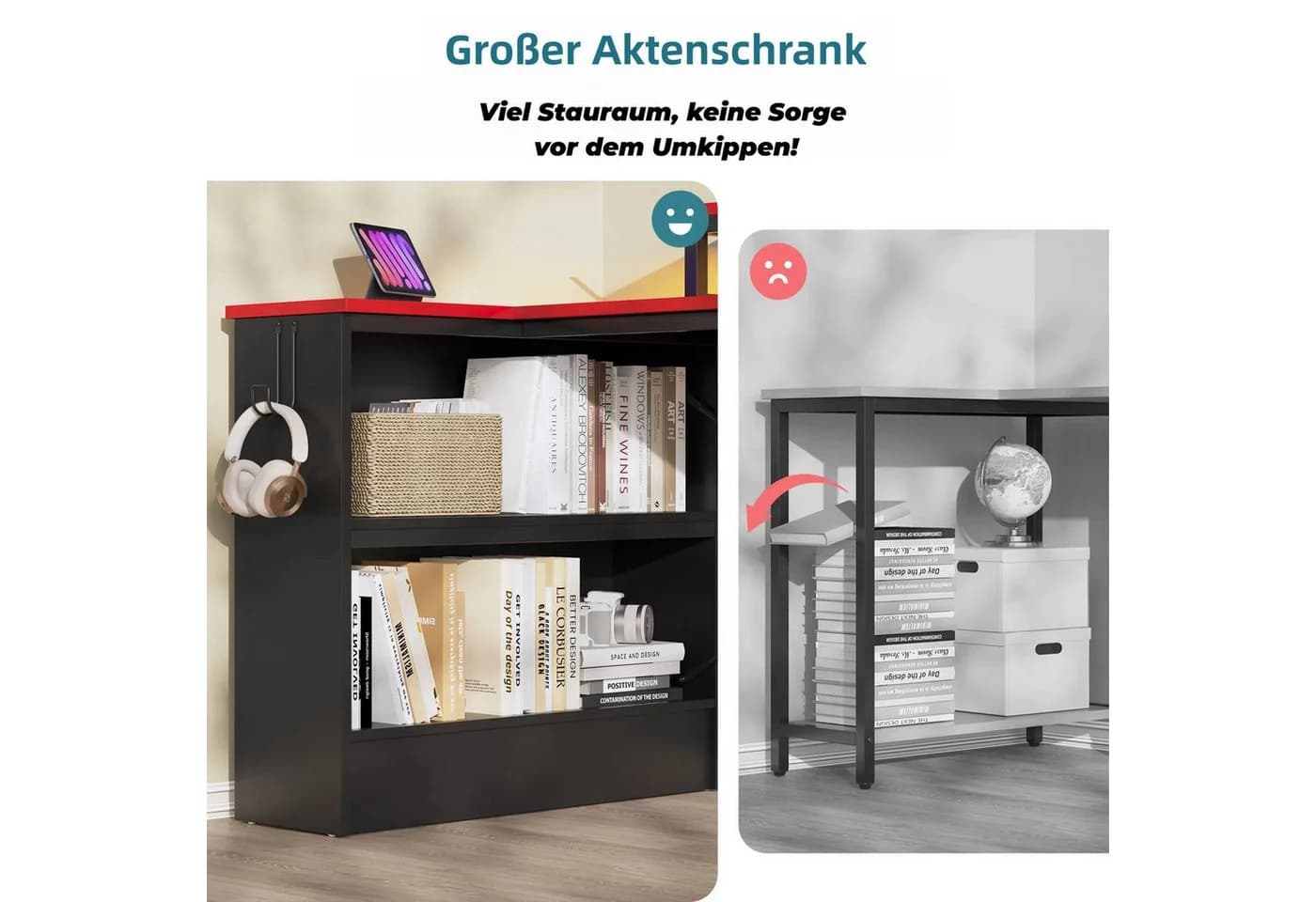 Bestier Computertisch Schreibtisch mit RGB-Beleuchtung und Halterungen