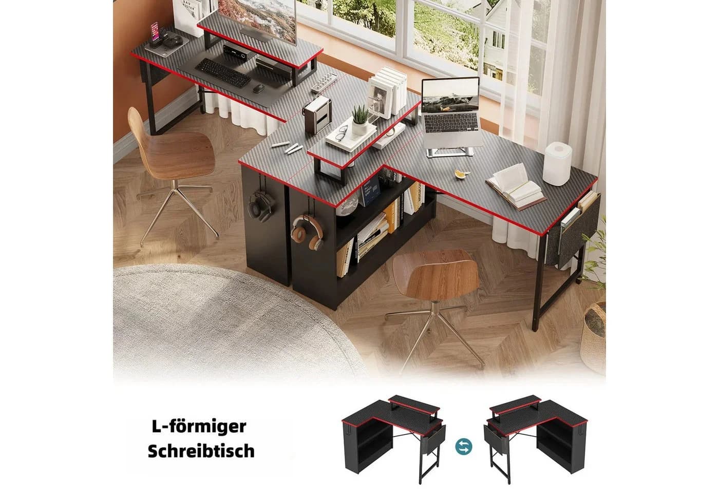 Bestier Computertisch Schreibtisch mit RGB-Beleuchtung und Halterungen - Bild 4