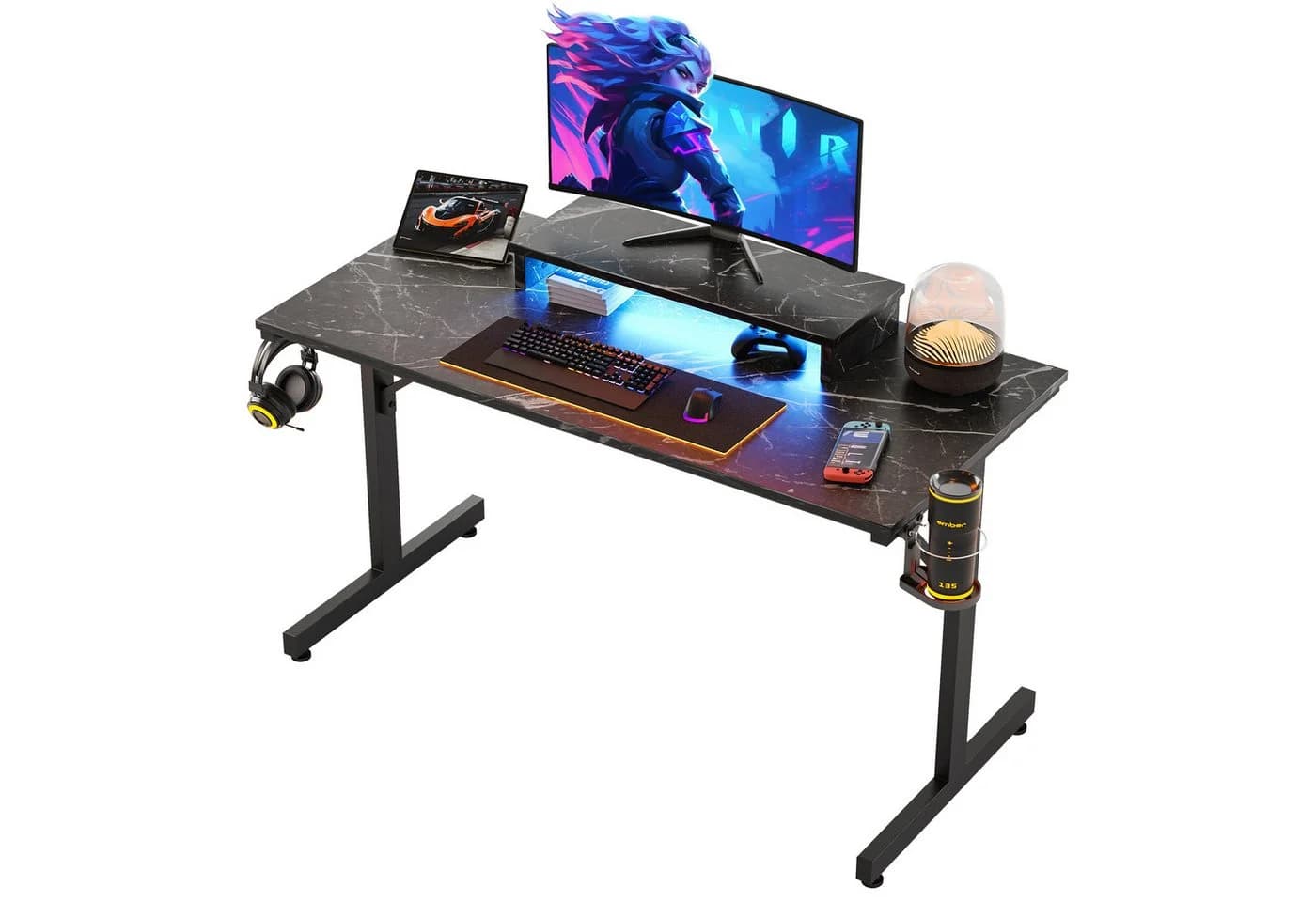 Bestier Gamingtisch 106cm Gaming Schreibtisch mit RGB-LED Schwarz - Bild 2