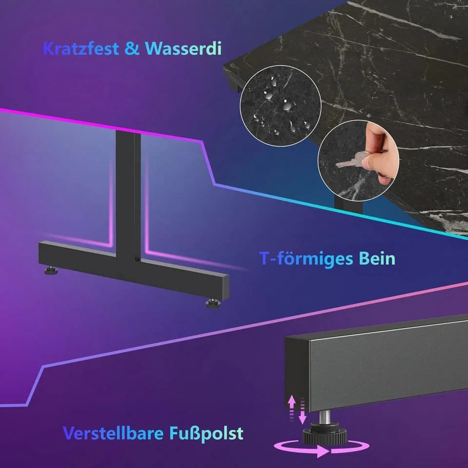 Bestier Gamingtisch 106cm Gaming Schreibtisch mit RGB-LED Schwarz - Bild 5