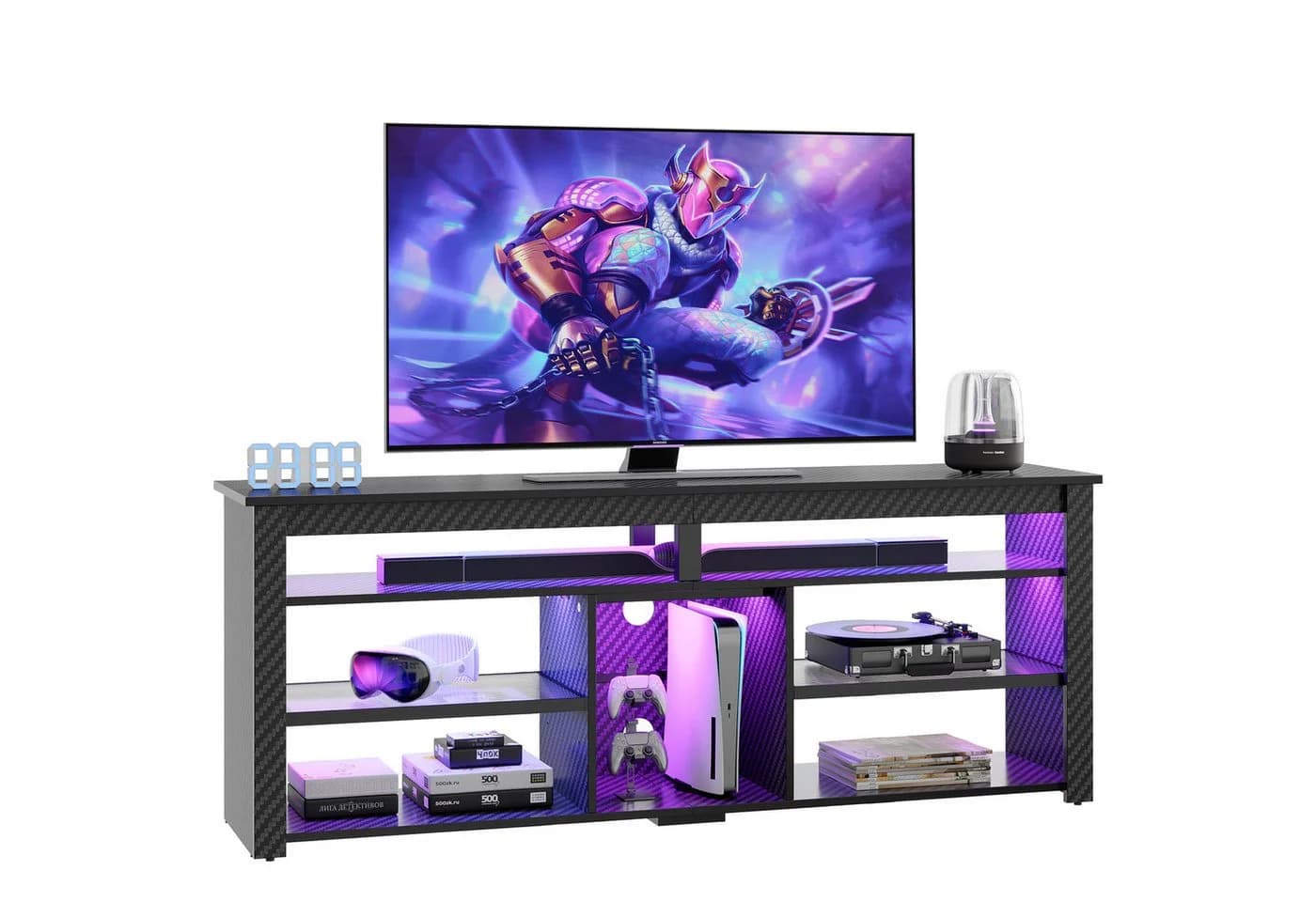 Bestier Lowboard TV-Schrank 160 cm LED-Beleuchtung Weiß/Schwarz - Bild 2